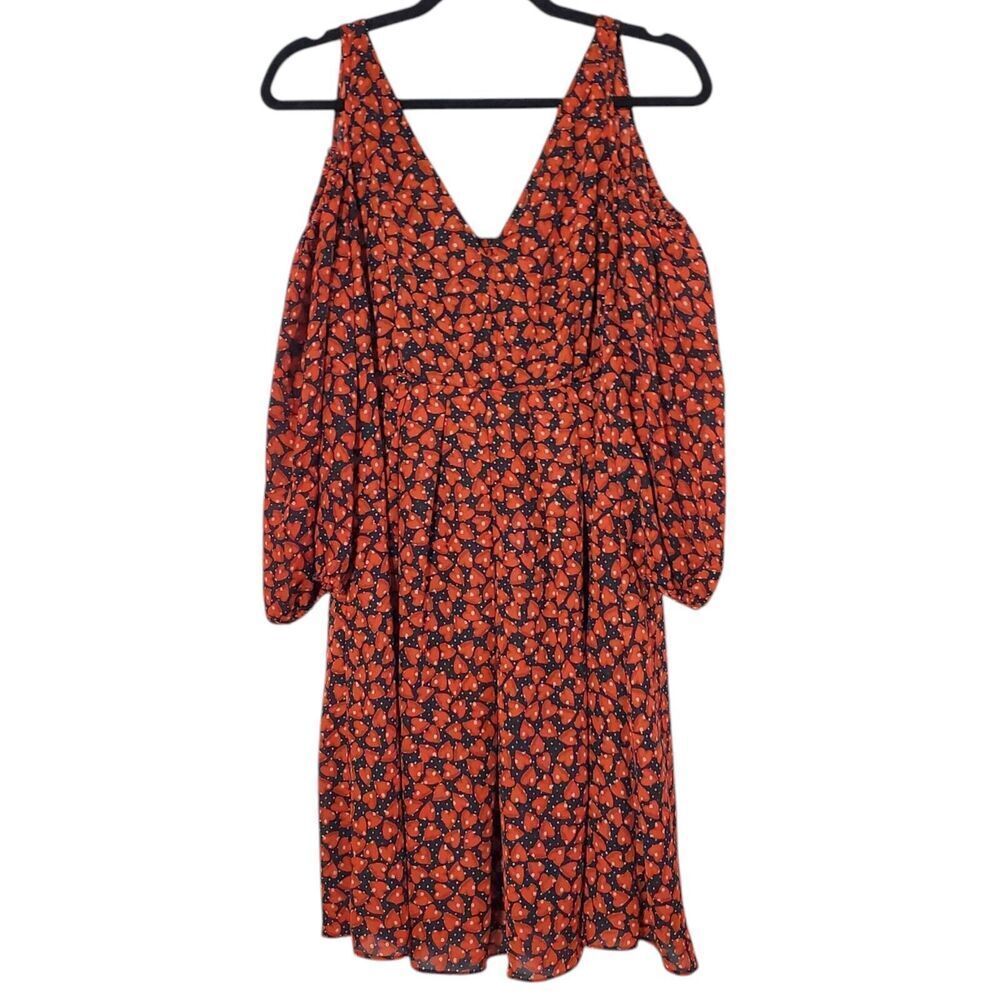 Disney Colleen Atwood Dress Size M Alice Thru Looking Glass Cold Shoulder Hearts